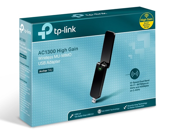 Placa de Rede TP-Link Wireless AC1300 USB Archer T4U Dual Band 4